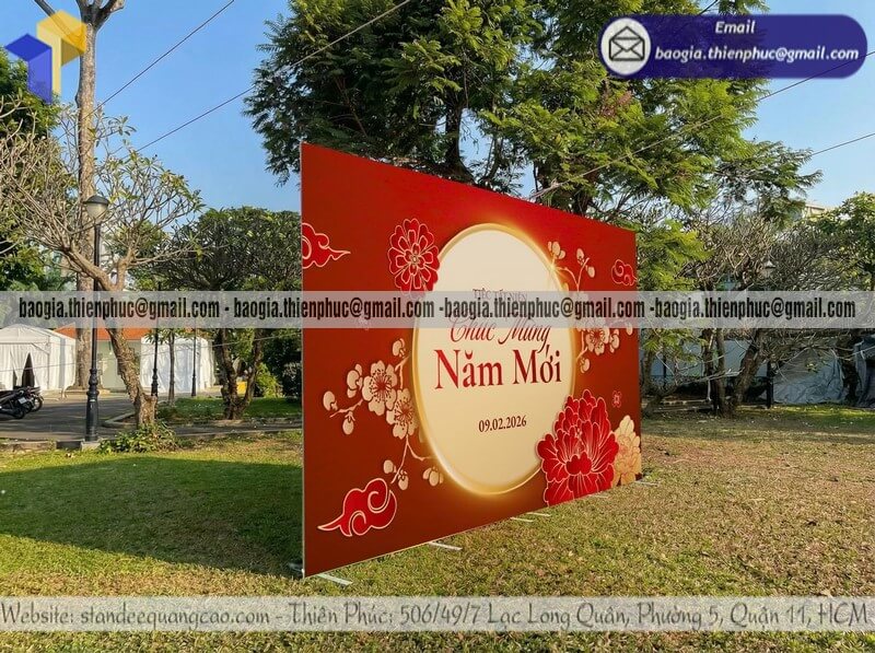 Xưởng nhận làm backdrop cỡ lớn ngoài trời theo yêu cầu hỗ trọ lắp đặt tận nơi