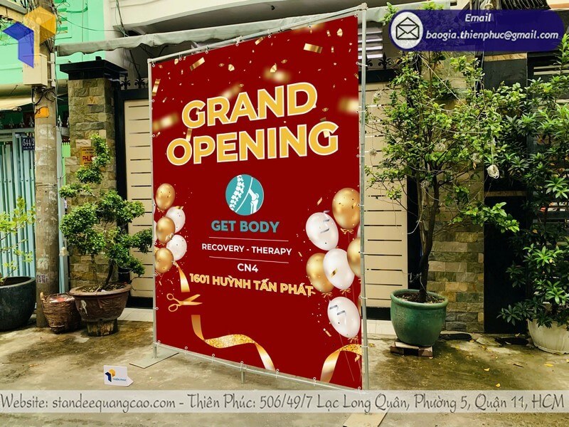 Xưởng nhận làm khung backdrop khai trương ngoài trời sản xuất cho doanh nghiệp showroom công ty