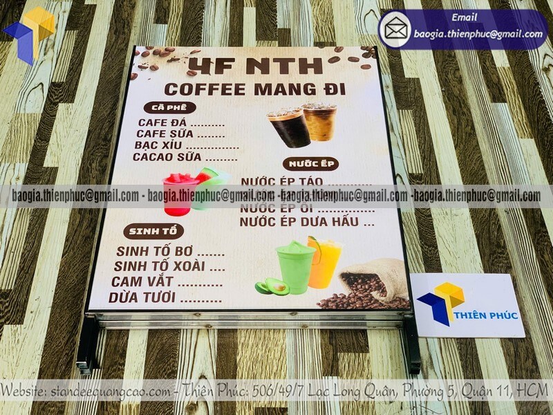 Xưởng sản xuất standee A chân sắt để trước vỉa hè dành cho quán cafe trà sữa